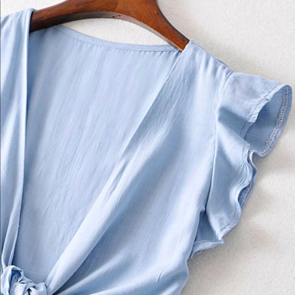 Ruffle Sleeve Tie Front Top